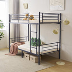 ZUN Twin Over Twin Bunk Bed for Kids Teens Adults, Heavy Duty Metal Bunk Bed with Ladder & Full-Length 38400659