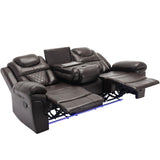 ZUN Home Theater Seating Manual Recliner Chair with Center Console and LED Light Strip for Living Room, WF310727AAD