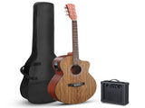 KMA201 41-inch walnut top acoustic guitar with matte binding, comes with a 15W amplifier, bag, 84449469
