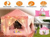 Foldable Princess Play Castle Tent for Girls, Large Space Playhouse with Breathable Mesh Doors, 29697047