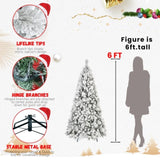 Artificial 6ft Flock Christmas Tree with 752PVC/Hard Needle Mixed Branch Tips,Hinged Premium & 49032696