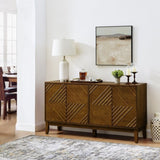 60.5'' Buffet Cabinet with Storage, Farmhouse Fluted Sideboard with Geometric Pattern & Adjustable W1801P288506