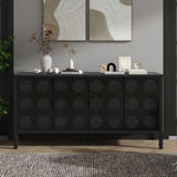 Stylish Storage Cabinet Sideboard Wooden Cabinet with Unique Geometric Circle Door Design,Suitable W2696P256250