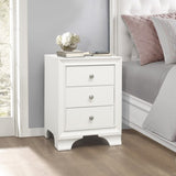 White Finish 3-Drawers Nightstand with 2 USB Ports Transitional Bedroom Furniture 1pc Bedside Table B011P172008