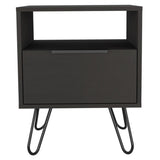 Augusta Nightstand , End Table, Side Table Single Door Cabinet, Hairpin Legs -Black B20092072