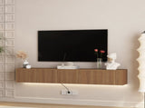 Floating TV Stand Wall Mounted with 16 Color LEDs,69" Modern TV Stand, Floating TV Cabinet W1321P301176