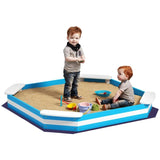 Blue Kids Sandbox with 4 Corner Seats,52" x 52" x 6" 76812357