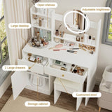 Fashion Vanity Desk with Mirror Lights for Makeup Cushioned Chair, Vanity Mirror with Lights 50220138