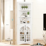 ZUN Corner Storage Cabinet, 63.3" Tall Freestanding Bookcase with Doors & Adjustable Shelves, 5-Tier 54814109