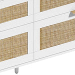 ZUN 59" Rattan Dresser with Drawers, 6 Drawer Dresser for Bedroom, Clothes Storage Cabinet for Bedroom, W757P209514