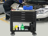 4 DRAWERS MULTIFUNCTIONAL TOOL CART WITH WHEELS AND WOODEN TOP-BLACK 25802222