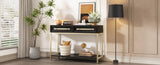 TREXM Entryway Table, Console Table with Two Drawers, Retro Hallway Table with Striking Geometric N715P227910B