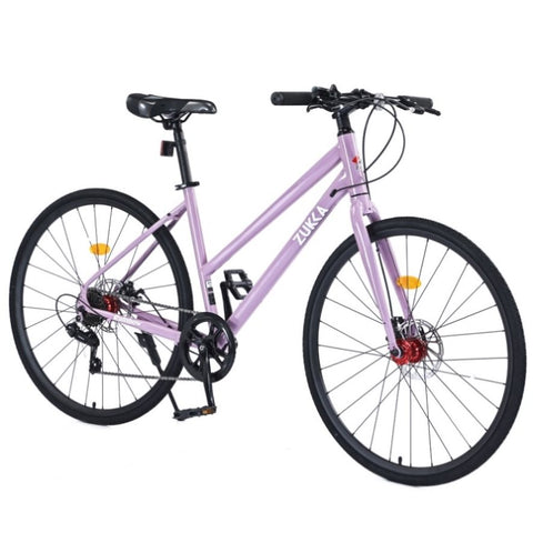 ZUN 7 Speed Hybrid bike Disc Brake 700C Road Bike For men women's City Bicycle W1019P154033
