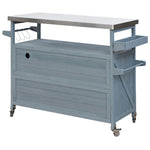 ZUN Outdoor Kitchen Island, Rolling Bar Cart & Storage Cabinet, Farmhouse Solid Wood Outdoor Grill Table 12469239