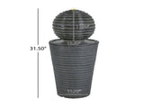 31.5"H Tall Striped Concrete Column Fountain-LED Light,Shadow Ambiance Maker for Modern Outdoor N765P324550G