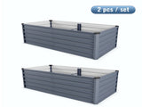 6x3x2ft 2pcs Large Raised Garden Bed Kit, Grey Rectangular Galvanized Metal Outdoor Garden Bed, W3213P464150