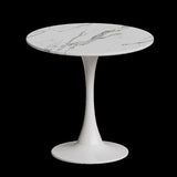 ZUN 31.4 "round table, medieval white marble patterned tulip table, 2-3 person metal base W1727P229041