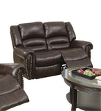 Plush Relax 1pc Manual Motion Loveseat Dark Brown Bonded Leather 2-Seat Couch Armrest Cushion B011P205584
