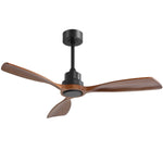 ZUN 48 Inch Ceiling Fan Without Light, 3 Solid Wood Blades Outdoor Ceiling Fan 6-speed Reversible DC 15159933