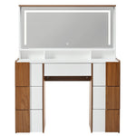 ZUN 44.4" Elegant Vanity Table with Large Lighted Mirror & Power Outlet, Dressing Table with 7 Drawers & N704P210492K