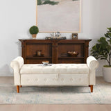 62" Bedroom Tufted Button Storage Bench, Modern Fabric Upholstered Ottoman, Window Bench, Rolled Arm W1853112515