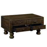Solid Wood Rectangle Coffee Table for Living Room, 40-Inch Antique Coffee Table with 4 Drawers, Wood W1202P176740