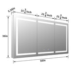 Smart LED Medicine Cabinet with Built-in High-Power Outlet , 66*36inch , Stepless Dimming & Anti-Fog W637P252345