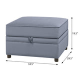 Grey Rectangle Storage Ottoman B062P186558