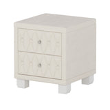 Elegant Velvet Nightstand with 2 Drawers and Crystal Handle, Storage Bedside Table with N733P210398A