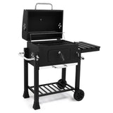 ZUN Charcoal Grill with Foldable Side Table and Wheels, Heavy-duty BBQ Grill for Outdoor Picnics Patio 52462179