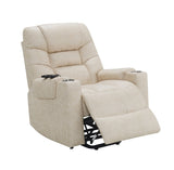 ZUN ACME Nairi Power Recliner w/Lift, Heating & Massage, Light Gray Leather Aire LV02995