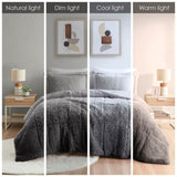 Full/Queen Ombre Shaggy Long Fur Comforter Mini Set B03595982