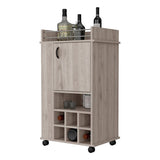 ZUN Allandale 1-Door Bar Cart with Wine Rack and Casters Light Gray B062111722