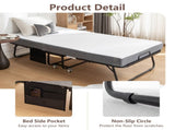 Folding with Mattress and Storage Cover for Adults,Cot Size Guest on Wheels,Protable Folding 00559027