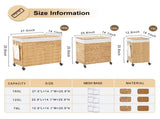 Laundry Hamper with Lid and Wheels, Woven Natural Water Hyacinth Rolling Laundry Hamper 86545977