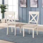 ZUN Prato Wood Cross Back Upholstered Dining Chairs, Set Of 2, Antique White T2574P164556