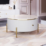 ZUN Modern Round Coffee Table with 2 large Drawers Storage Accent Table N735P211280K