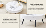 ZUN 31.5" White Marble-Patterned MDF Round Coffee Table with black Metal Legs.Adjustable Feet,Coffee W1151P205775