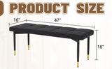 47*16 Inch Multifunctional Black Shoe Bench - Faux PU Cushion, Sturdy Metal Legs With Gold W1151P214994