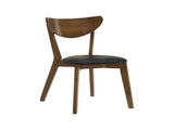 Set of 2 Dining Chairs With Black Leatherette Seat, Dark Walnut B016P368770