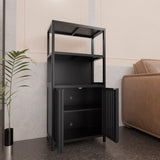 Black bamboo storage cabinet, separate bathroom cabinet with 2 doors, floor cabinet organizer for W2207P327620