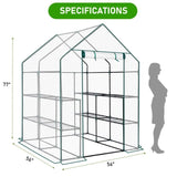 Mini Walk-in Greenhouse with PE Cover, 8-Shelf Indoor Outdoor Plant Gardening Green House for Garden 36309450