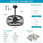 ZUN 20.24" Caged Ceiling Fan with Remote Control,Timer, 3 Speeds Indoor Ceiling Fan for Farmhouse, W1592P153814