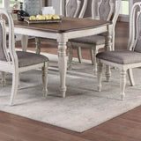 ZUN Transitional Style 1pc Dining Table Antique White w Oak Top Rectangle Table Kitchen Dining Room B011P222501