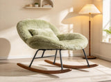 25.59"W x 33.66"D x 29.53"H Indoor Plush Rocking Chair, Soft Fluffy Lounge Rocker with White Metal 96056141