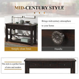 48'' Solid Pine Wood Top Console Table, Modern Entryway Sofa Side Table with 3 Storage Drawers and 2 W120246665