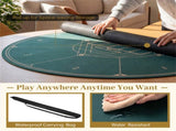 47" Round Foldable Poker Table Top Mat Non-Slip Rubber Base, Portable Casino-Grade Poker Mat 49690522