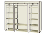 69 Inch Beige Portable Clothes Closet, Non-Woven Fabric Steel Tube PP Plastic Storage Wardrobe with 04230501