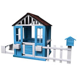 Outdoor Playhouse, Wooden Kids Play House w/Picnic Bench, Half Door, Windows, Mailbox, Fence, W2644P368997