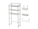 Over-the-Toilet Bathroom Storage Shelf Unit Set with Space Saver, Basket and Hooks, Satin Nickel, 70750030